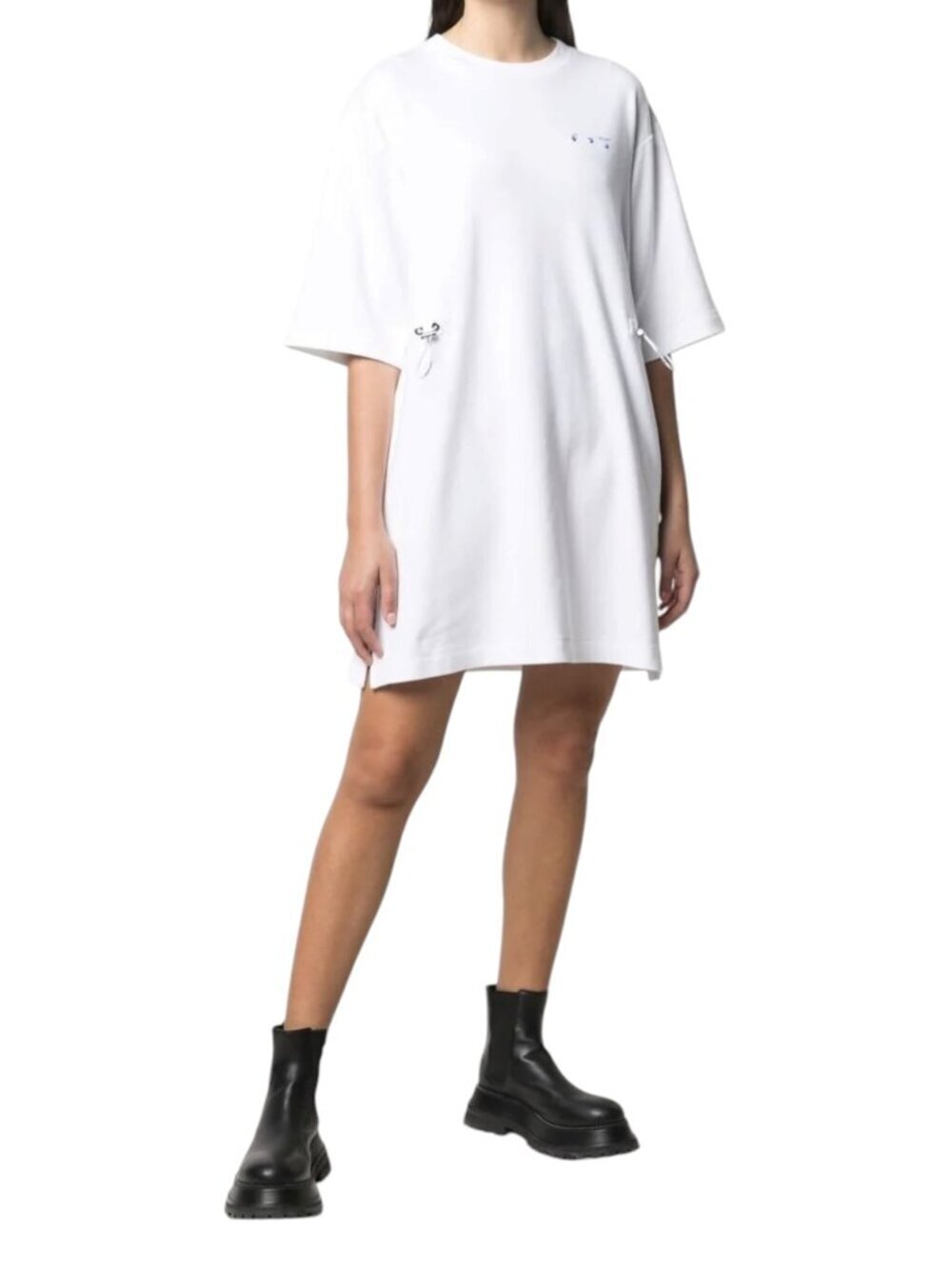 Off-White Arrows T-Shirt Dress White Cotton Logo NWT Size L